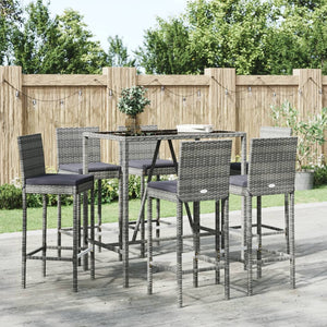 vidaXL Patio Bar Set Outdoor Table and Chair Set with Cushions Poly Rattan-19