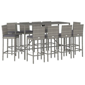 vidaXL Patio Bar Set Outdoor Table and Chair Set with Cushions Poly Rattan-47