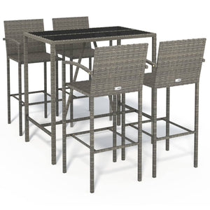 vidaXL Patio Bar Set Outdoor Patio Wicker Set Bar Height Chair Poly Rattan-40