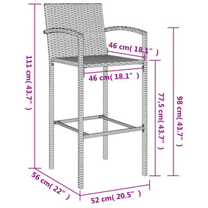 vidaXL Patio Bar Set Outdoor Patio Wicker Set Bar Height Chair Poly Rattan-73