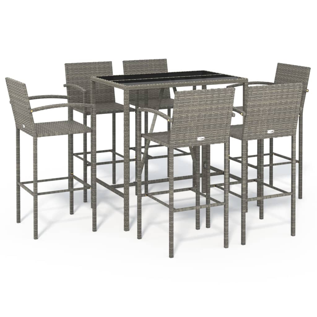 vidaXL Patio Bar Set Outdoor Patio Wicker Set Bar Height Chair Poly Rattan-76