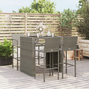 vidaXL Patio Bar Set Outdoor Patio Wicker Set Bar Height Chair Poly Rattan-11