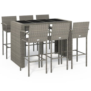 vidaXL Patio Bar Set Outdoor Patio Wicker Set Bar Height Chair Poly Rattan-46