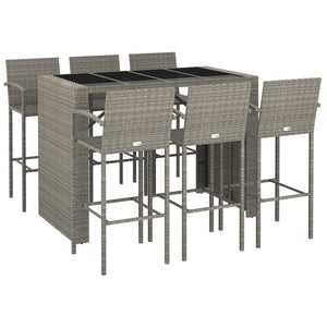 vidaXL Patio Bar Set Outdoor Patio Wicker Set Bar Height Chair Poly Rattan-22