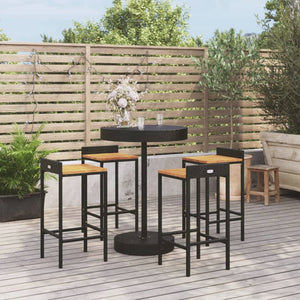 vidaXL Patio Bar Set Kitchen Bar Table Set Poly Rattan and Solid Wood Acacia-5