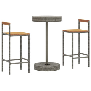 vidaXL Patio Bar Set Bar Stool Bistro Table Poly Rattan and Solid Wood Acacia-15