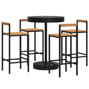 vidaXL Patio Bar Set Bar Stool Bistro Table Poly Rattan and Solid Wood Acacia-0