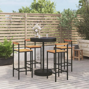 vidaXL Patio Bar Set Bar Stool Bistro Table Poly Rattan and Solid Wood Acacia-3