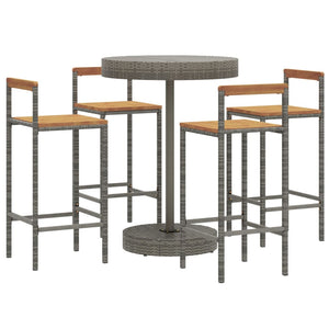 vidaXL Patio Bar Set Bar Stool Bistro Table Poly Rattan and Solid Wood Acacia-9