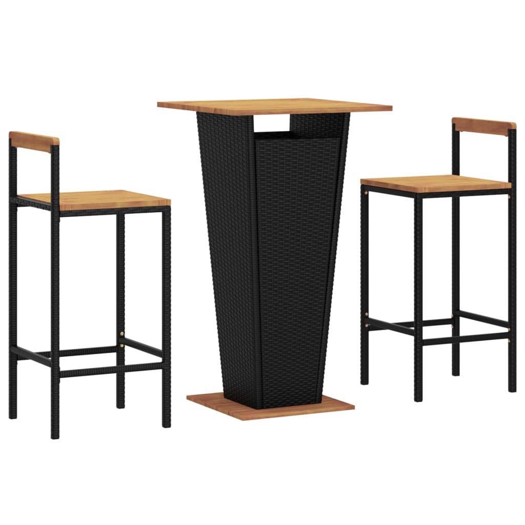 vidaXL Patio Bar Set Bar Stool Bistro Table Poly Rattan and Solid Wood Acacia-10