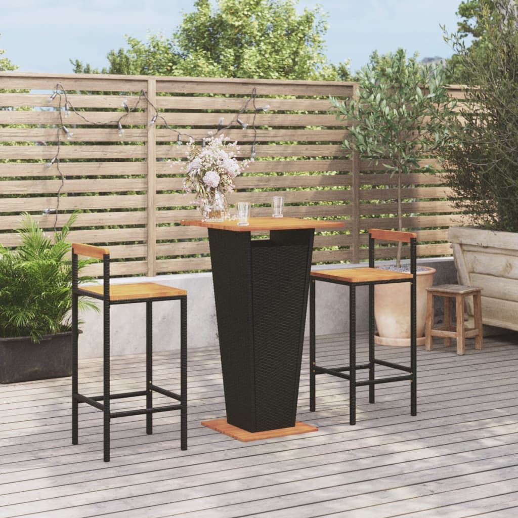 vidaXL Patio Bar Set Bar Stool Bistro Table Poly Rattan and Solid Wood Acacia-0