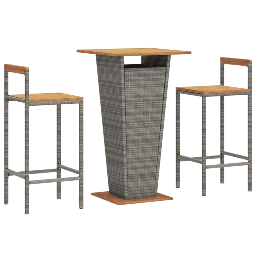 vidaXL Patio Bar Set Bar Stool Bistro Table Poly Rattan and Solid Wood Acacia-8