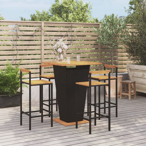 vidaXL Patio Bar Set Bar Stool Bistro Table Poly Rattan and Solid Wood Acacia-6