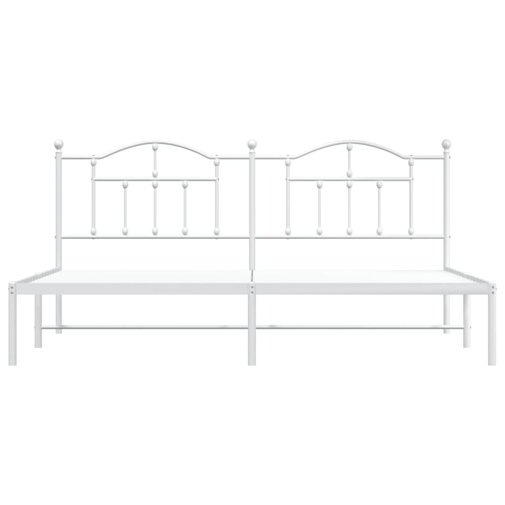 vidaXL Metal Bed Frame with Headboard White 76"x79.9" King-3