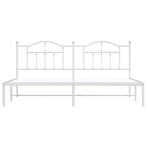 vidaXL Metal Bed Frame with Headboard White 76"x79.9" King-3