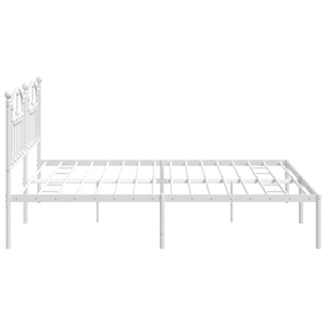 vidaXL Metal Bed Frame with Headboard White 76"x79.9" King-4