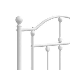 vidaXL Metal Bed Frame with Headboard White 76"x79.9" King-6