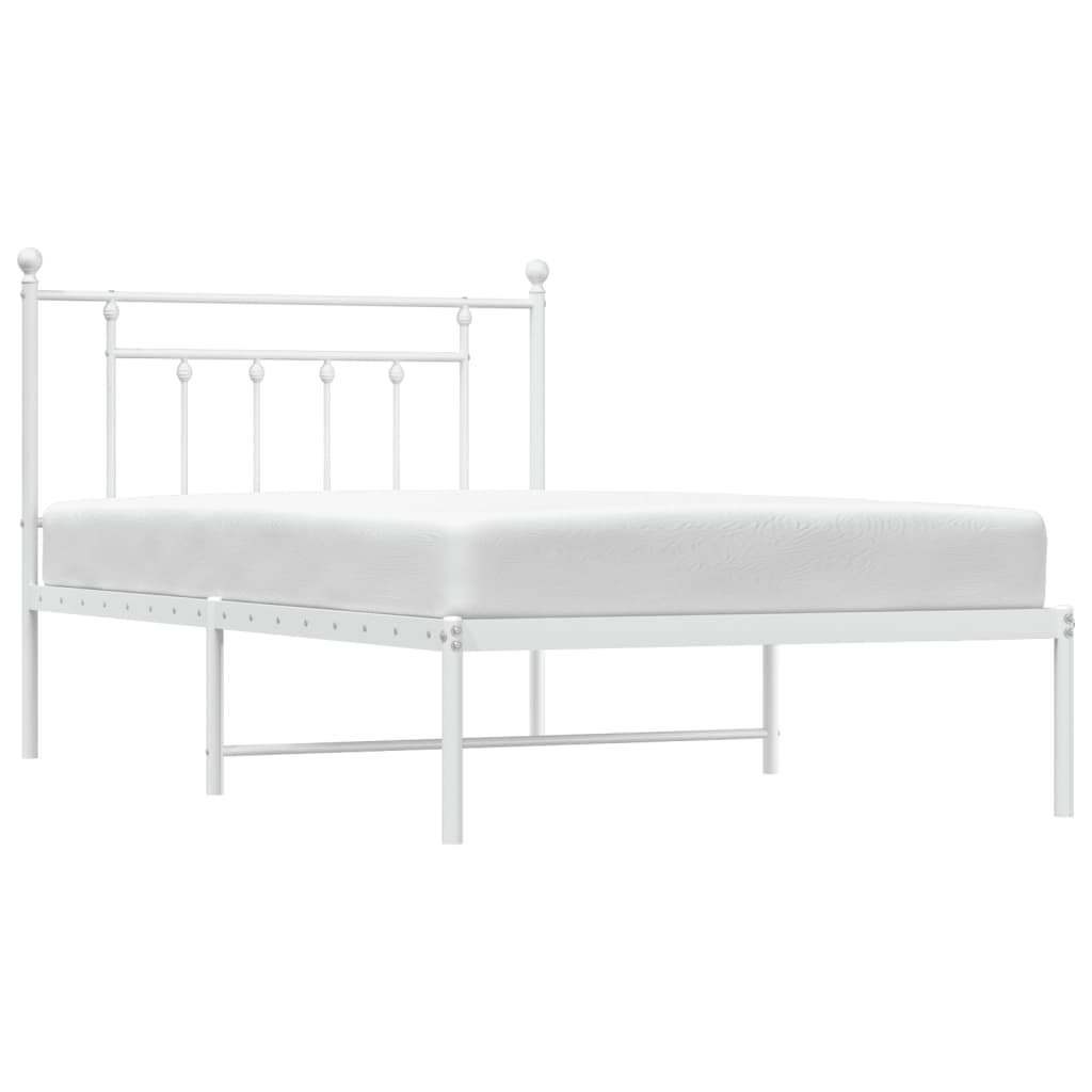 vidaXL Metal Bed Frame with Headboard White 39.4"x78.7"-4