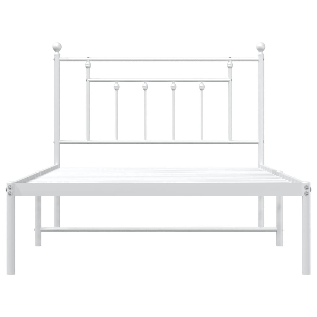 vidaXL Metal Bed Frame with Headboard White 39.4"x78.7"-6