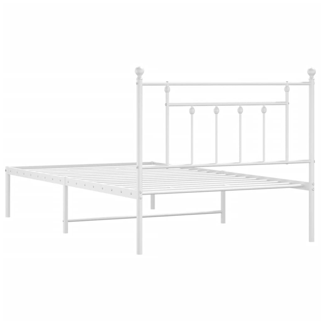 vidaXL Metal Bed Frame with Headboard White 39.4"x78.7"-8