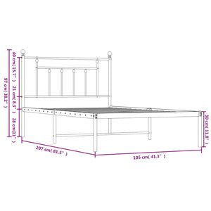 vidaXL Metal Bed Frame with Headboard White 39.4"x78.7"-9