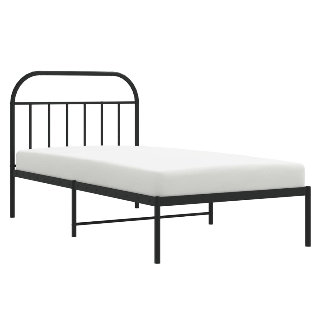 vidaXL Metal Bed Frame with Headboard Black 39.4"x78.7"-4