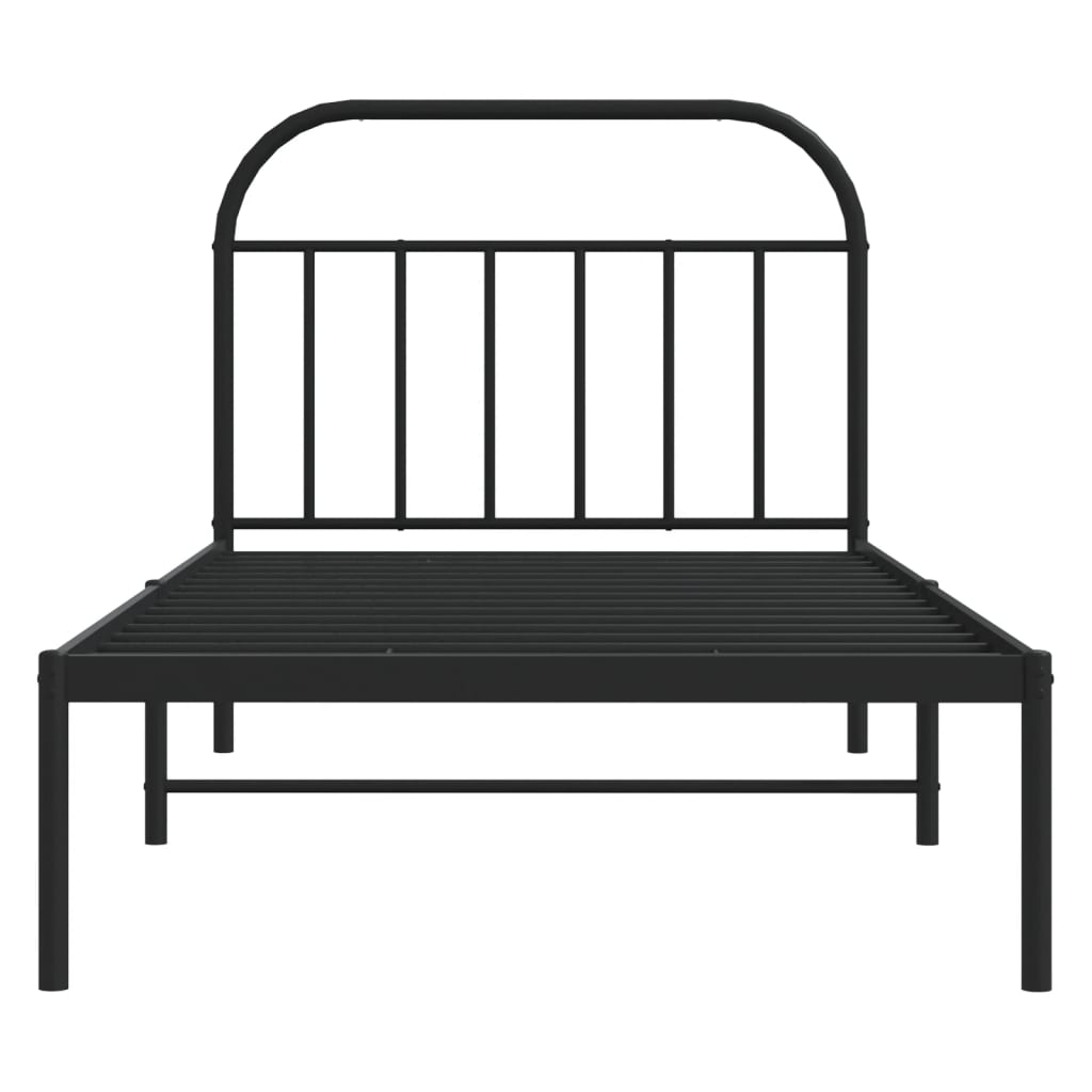 vidaXL Metal Bed Frame with Headboard Black 39.4"x78.7"-6