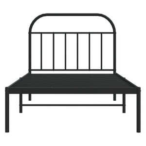 vidaXL Metal Bed Frame with Headboard Black 39.4"x78.7"-6