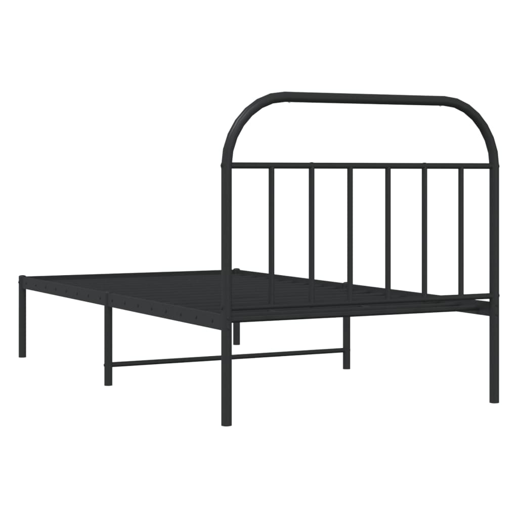 vidaXL Metal Bed Frame with Headboard Black 39.4"x78.7"-8