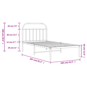 vidaXL Metal Bed Frame with Headboard Black 39.4"x78.7"-9