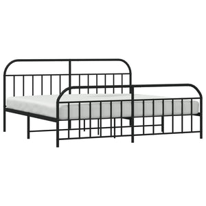 vidaXL Metal Bed Frame with Headboard and Footboard Black 76"x79.9" King-6