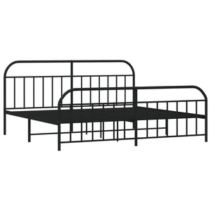 vidaXL Metal Bed Frame with Headboard and Footboard Black 76"x79.9" King-7