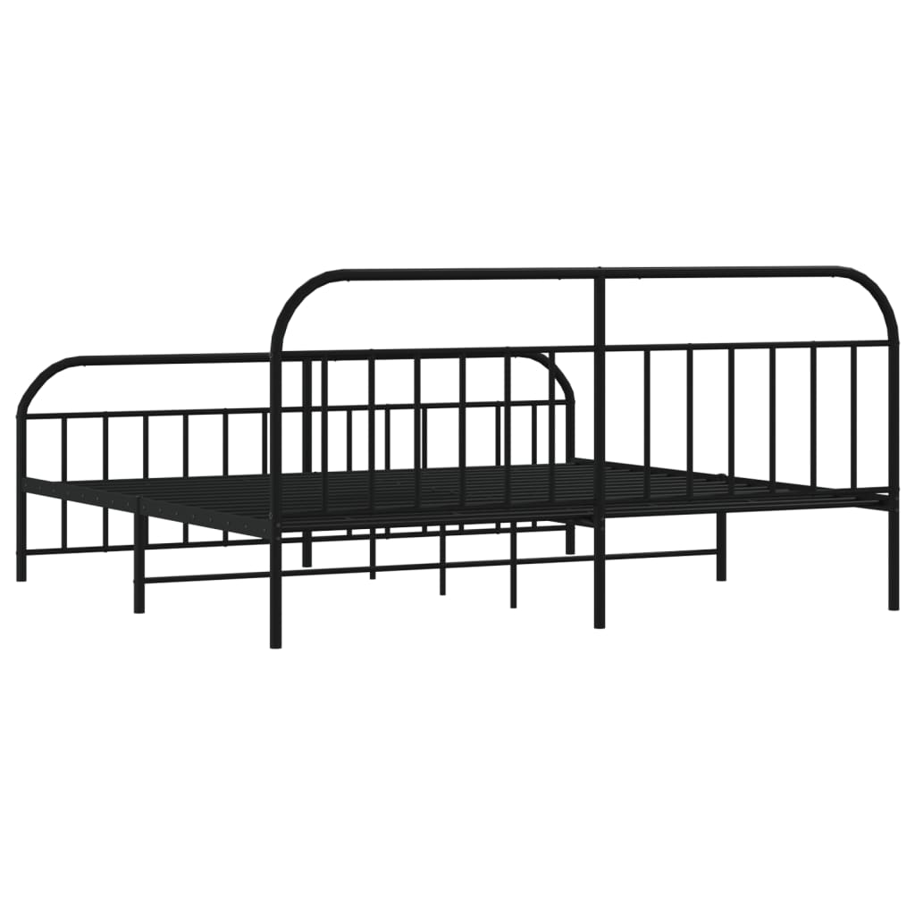 vidaXL Metal Bed Frame with Headboard and Footboard Black 76"x79.9" King-10