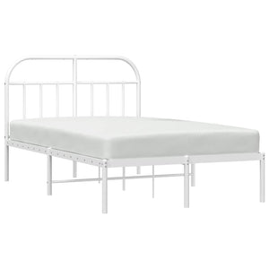 vidaXL Metal Bed Frame with Headboard White 53.9"x74.8" Full-4