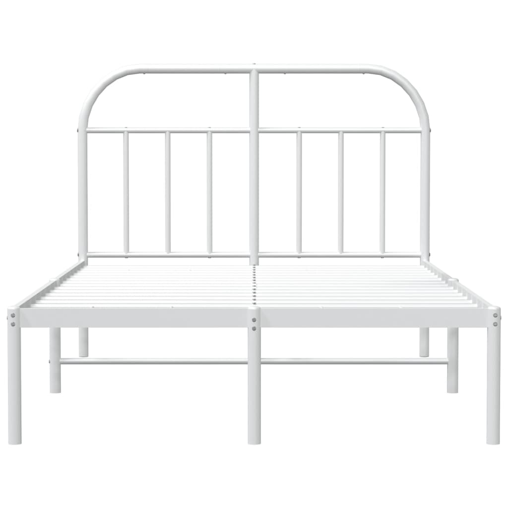 vidaXL Metal Bed Frame with Headboard White 53.9"x74.8" Full-6