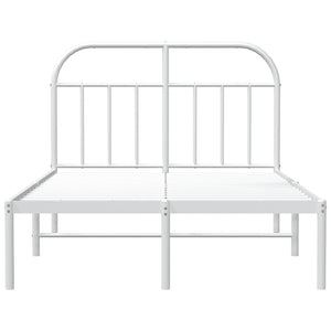 vidaXL Metal Bed Frame with Headboard White 53.9"x74.8" Full-6