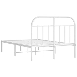 vidaXL Metal Bed Frame with Headboard White 53.9"x74.8" Full-8