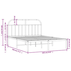 vidaXL Metal Bed Frame with Headboard White 53.9"x74.8" Full-9