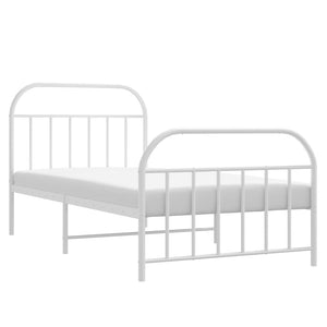 vidaXL Metal Bed Frame with Headboard and Footboard White 39.4"x74.8" Twin-4