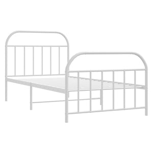 vidaXL Metal Bed Frame with Headboard and Footboard White 39.4"x74.8" Twin-5