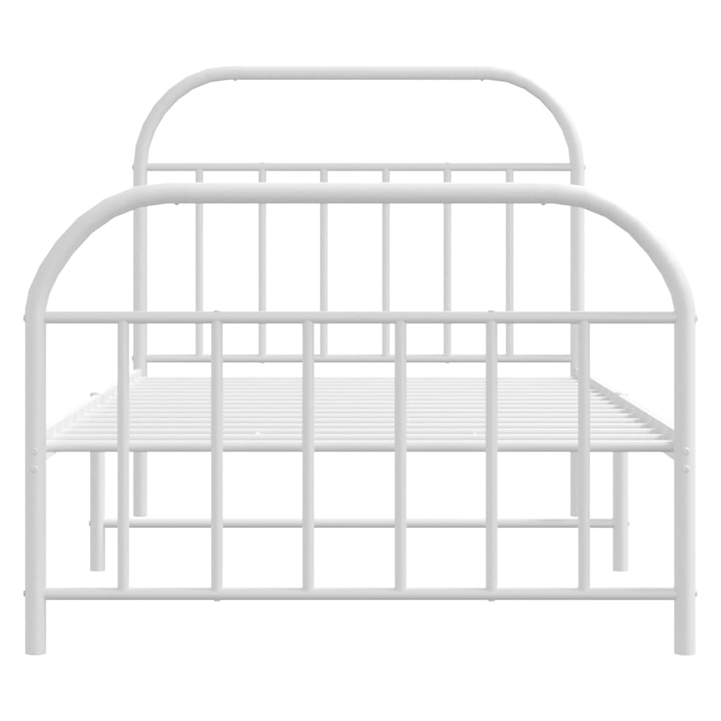 vidaXL Metal Bed Frame with Headboard and Footboard White 39.4"x74.8" Twin-6