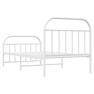 vidaXL Metal Bed Frame with Headboard and Footboard White 39.4"x74.8" Twin-8