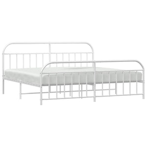 vidaXL Metal Bed Frame with Headboard and Footboard White 76"x79.9" King-4