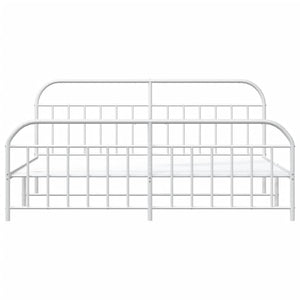 vidaXL Metal Bed Frame with Headboard and Footboard White 76"x79.9" King-6