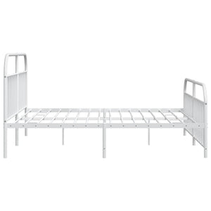 vidaXL Metal Bed Frame with Headboard and Footboard White 76"x79.9" King-7