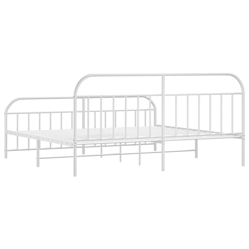 vidaXL Metal Bed Frame with Headboard and Footboard White 76"x79.9" King-8