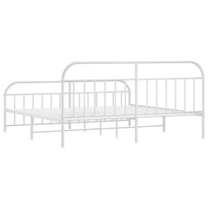 vidaXL Metal Bed Frame with Headboard and Footboard White 76"x79.9" King-8