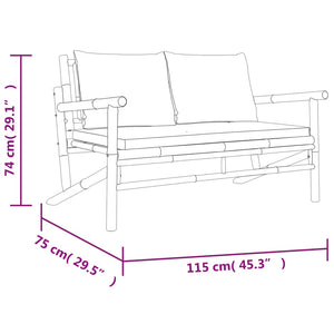 vidaXL Patio Bench with Cream White Cushions Bamboo-5