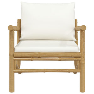 vidaXL Patio Chairs 2 pcs with Cream White Cushions Bamboo-2