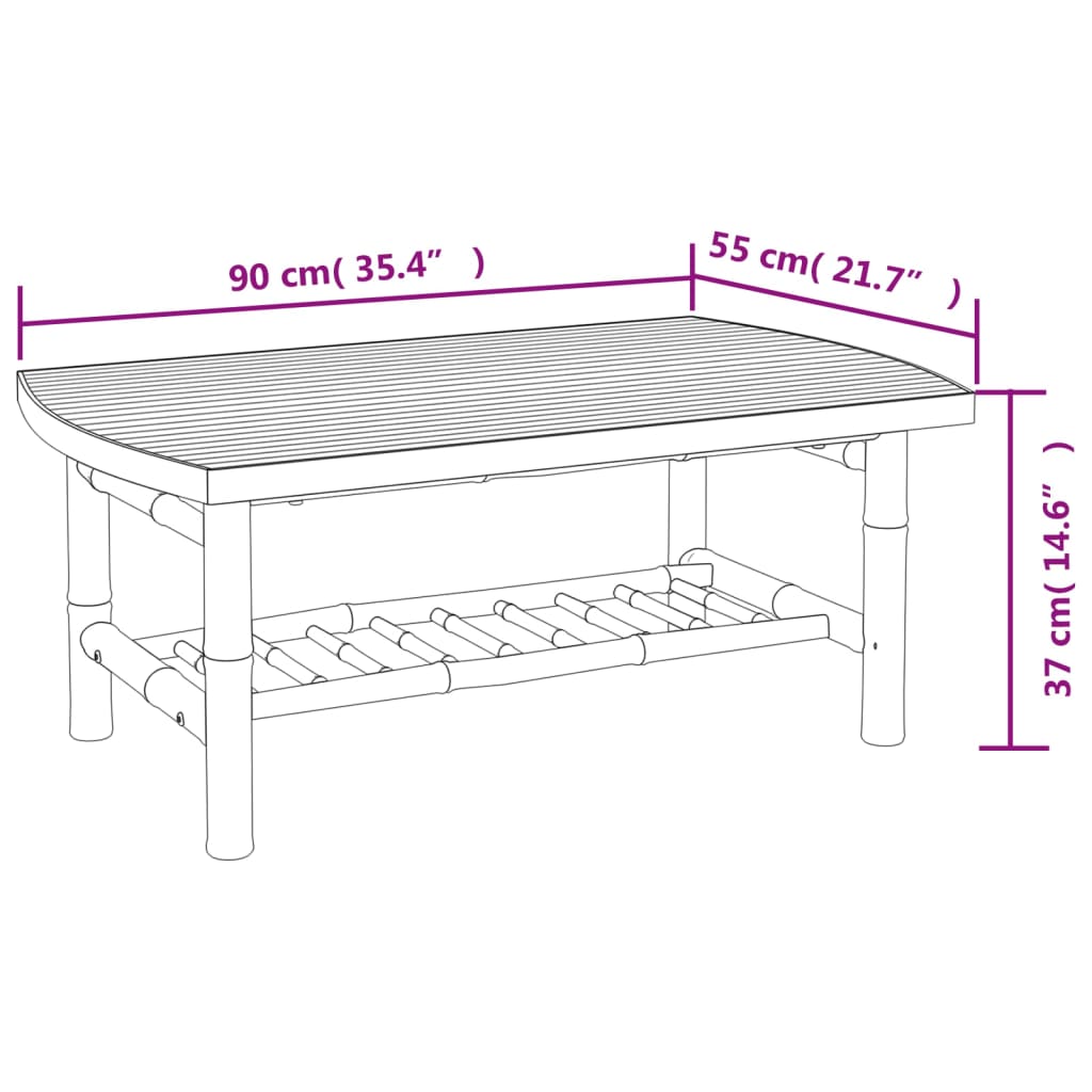 vidaXL Patio Coffee Table 35.4"x21.7"x14.6" Bamboo-5